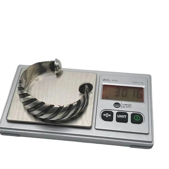 925 Sterling Silver Texture Southwestern Cable Open Cuff Bracelet Vintage - Picture 9 of 9